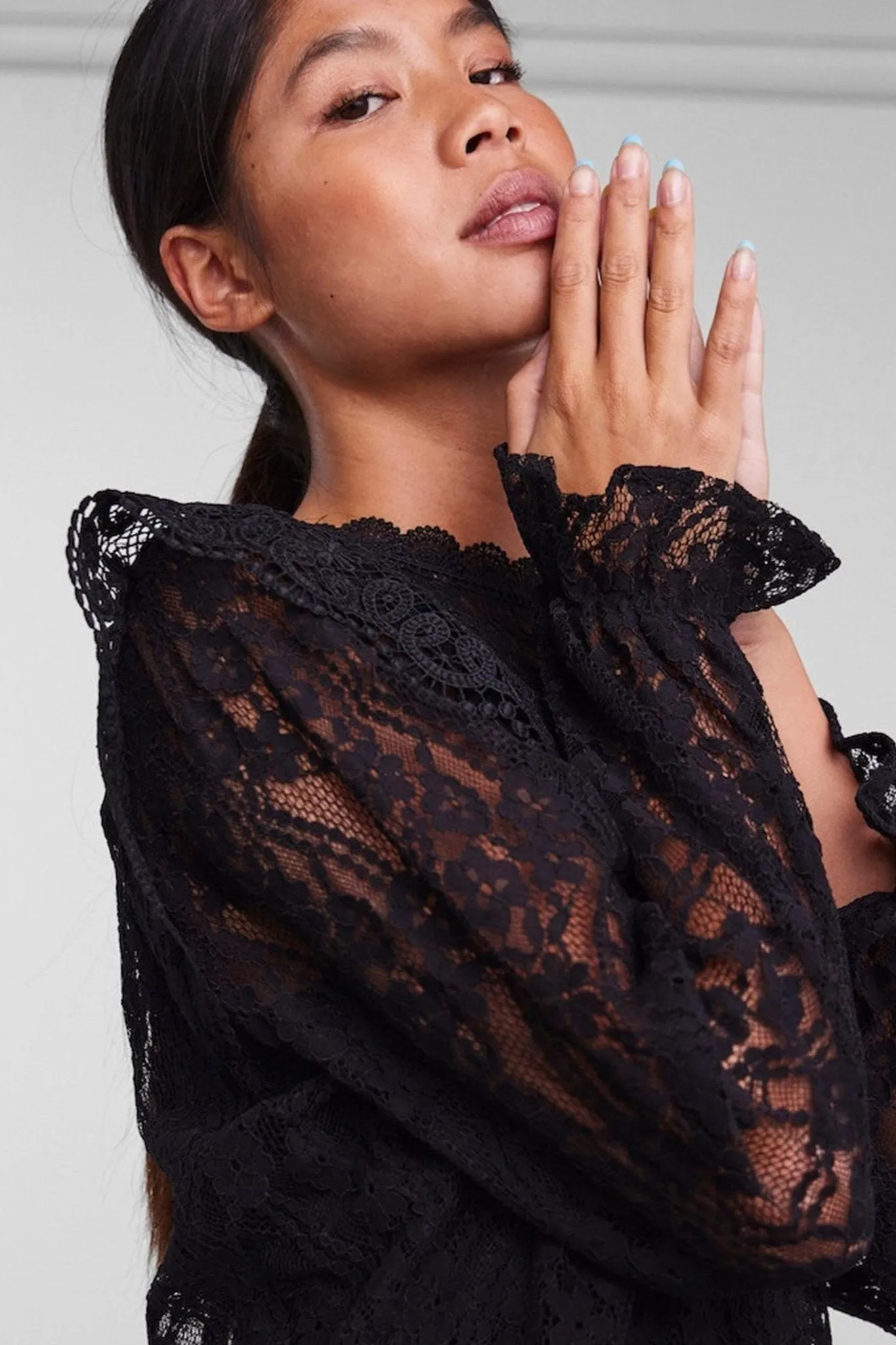 Allie Lace Bluse - Black