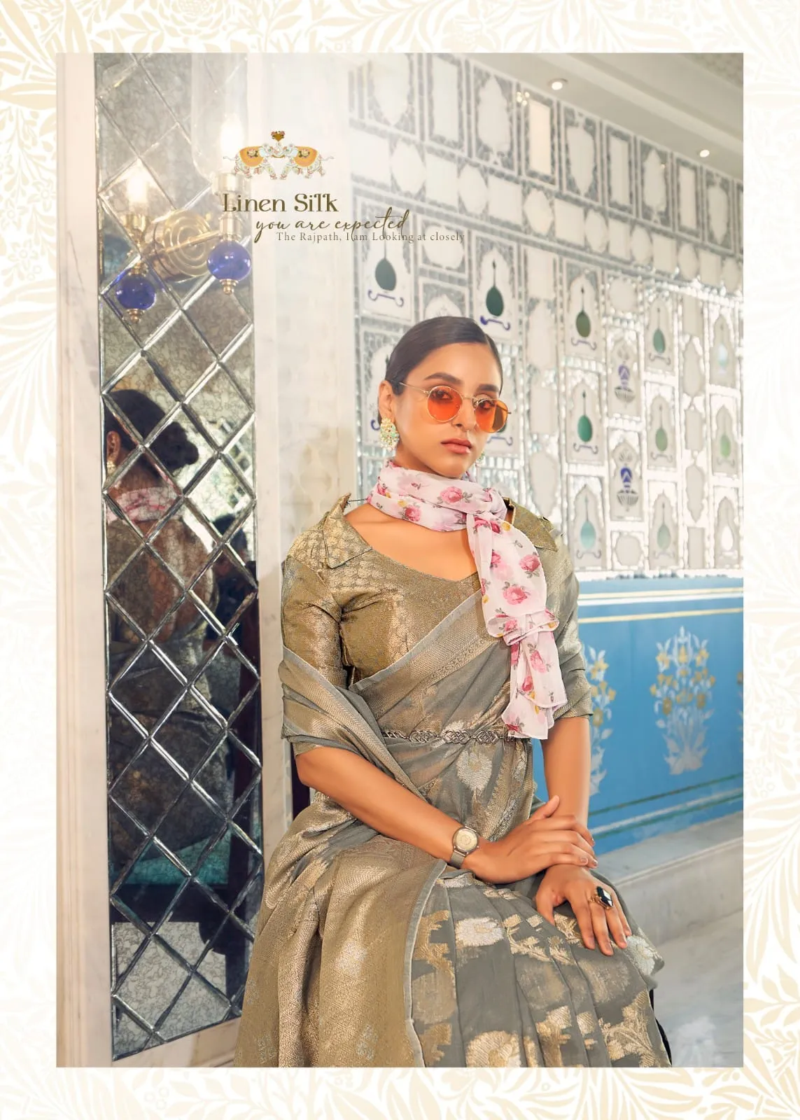 Allin Pure Linen Weaving Saree