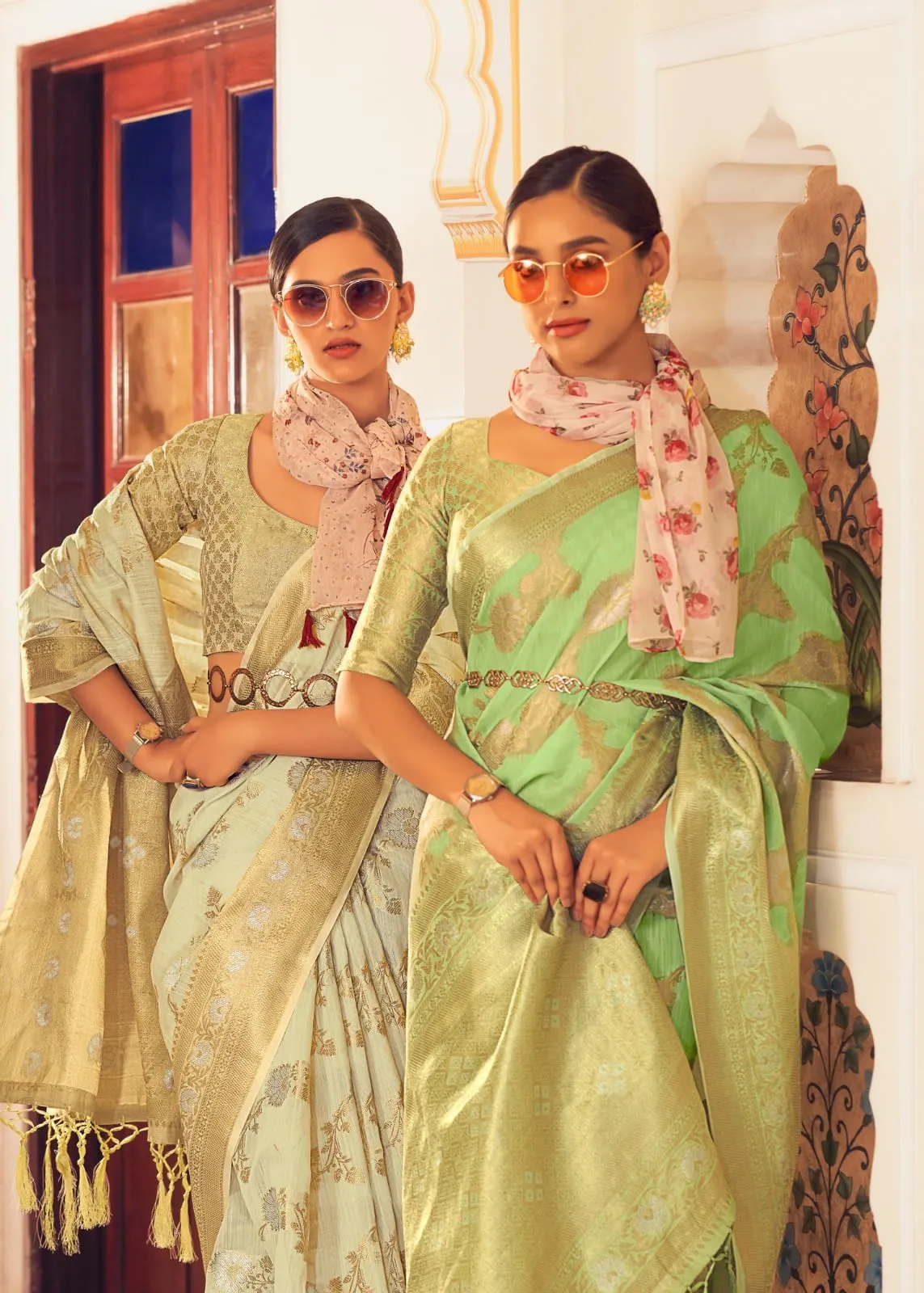 Allin Pure Linen Weaving Saree