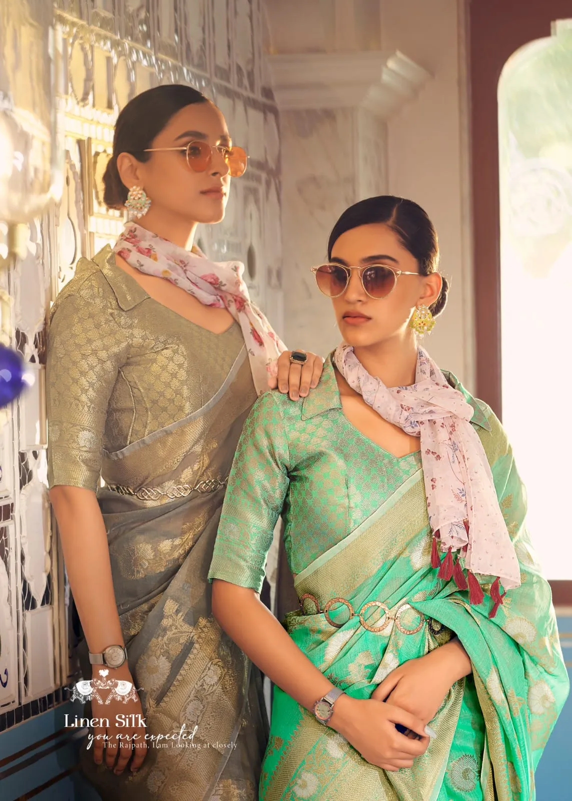 Allin Pure Linen Weaving Saree