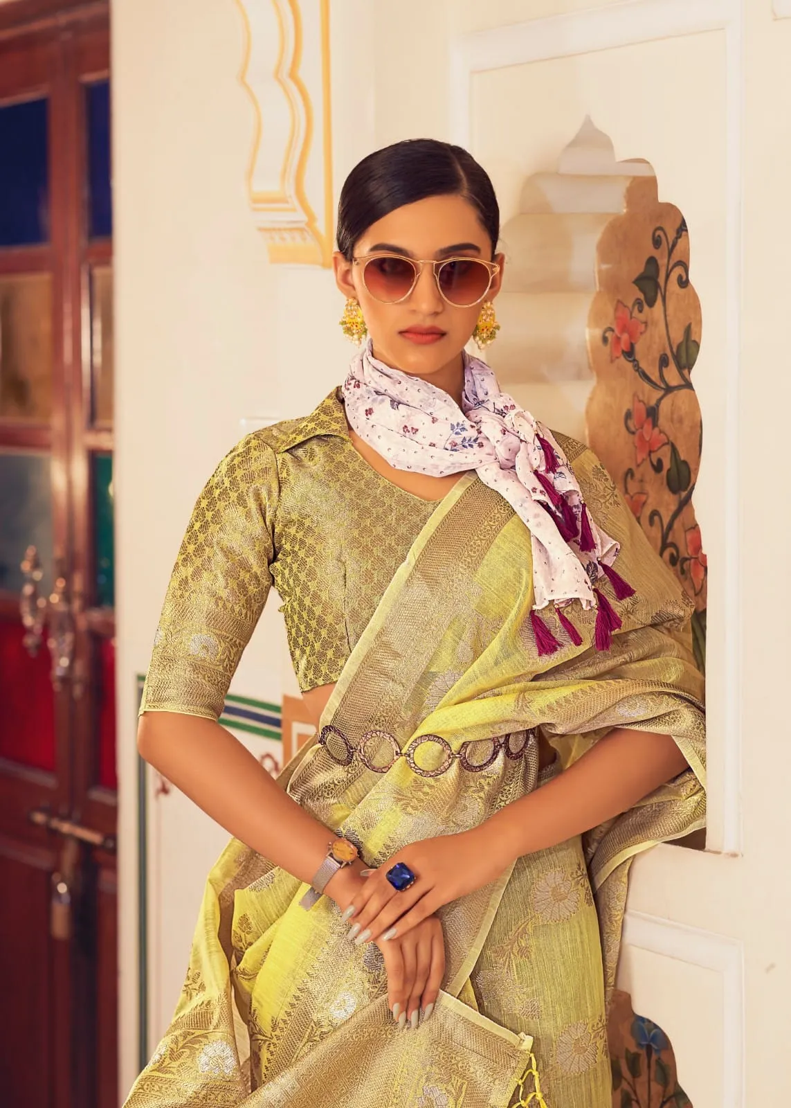 Allin Pure Linen Weaving Saree