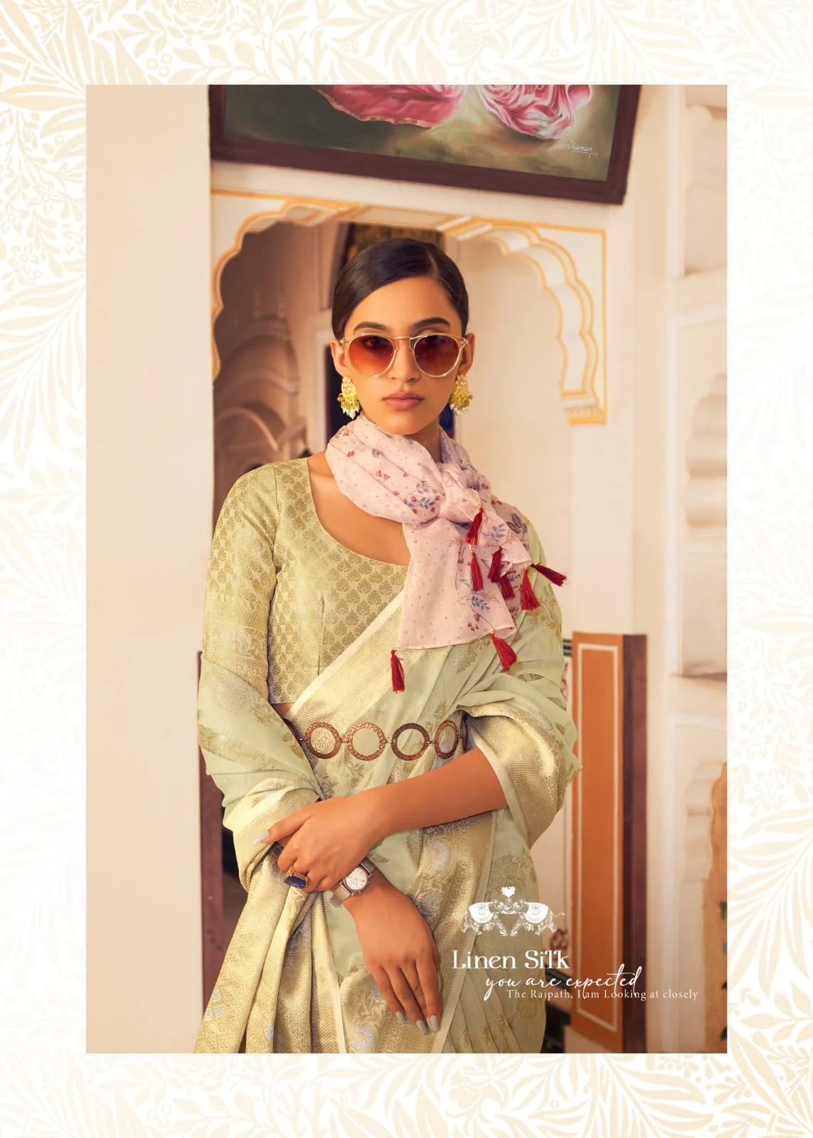 Allin Pure Linen Weaving Saree