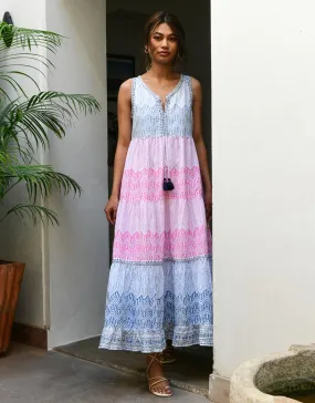 Aruba Maxi Sundress - Blue Pink