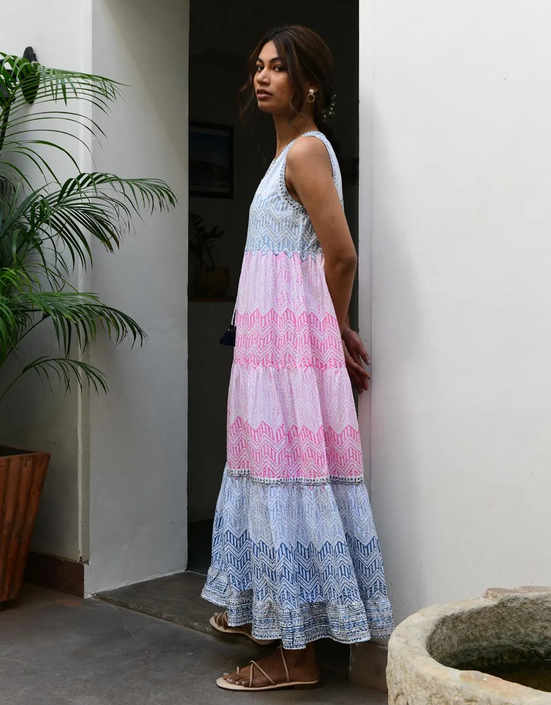 Aruba Maxi Sundress - Blue Pink