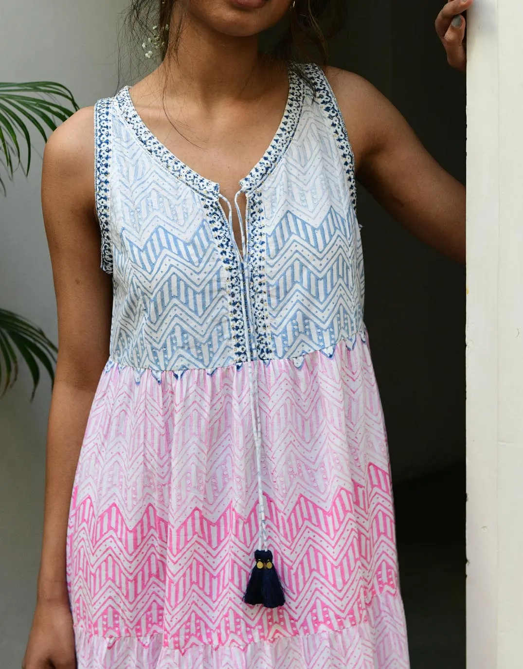 Aruba Maxi Sundress - Blue Pink