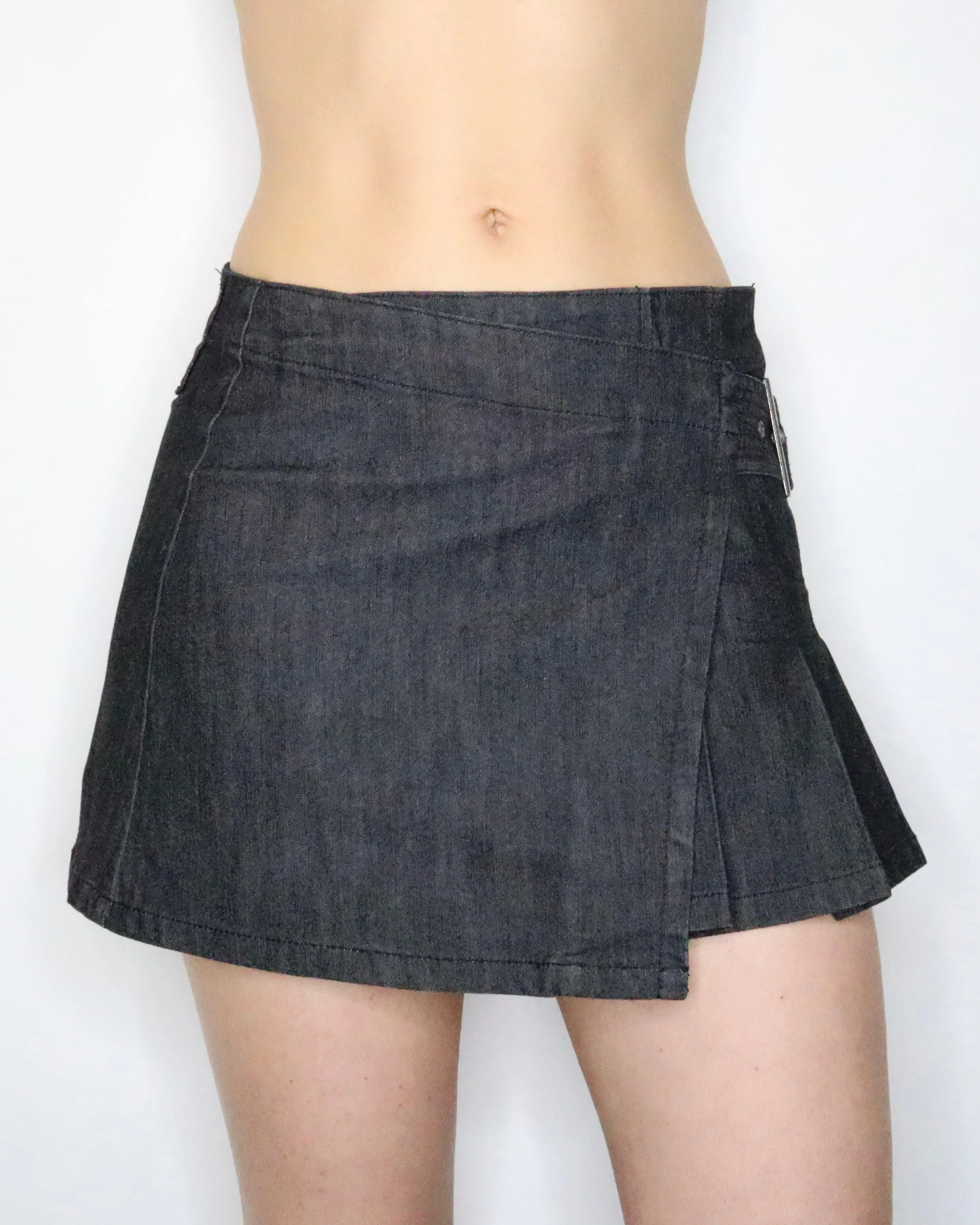 Asymmetrical Denim Mini Skirt (Small) 