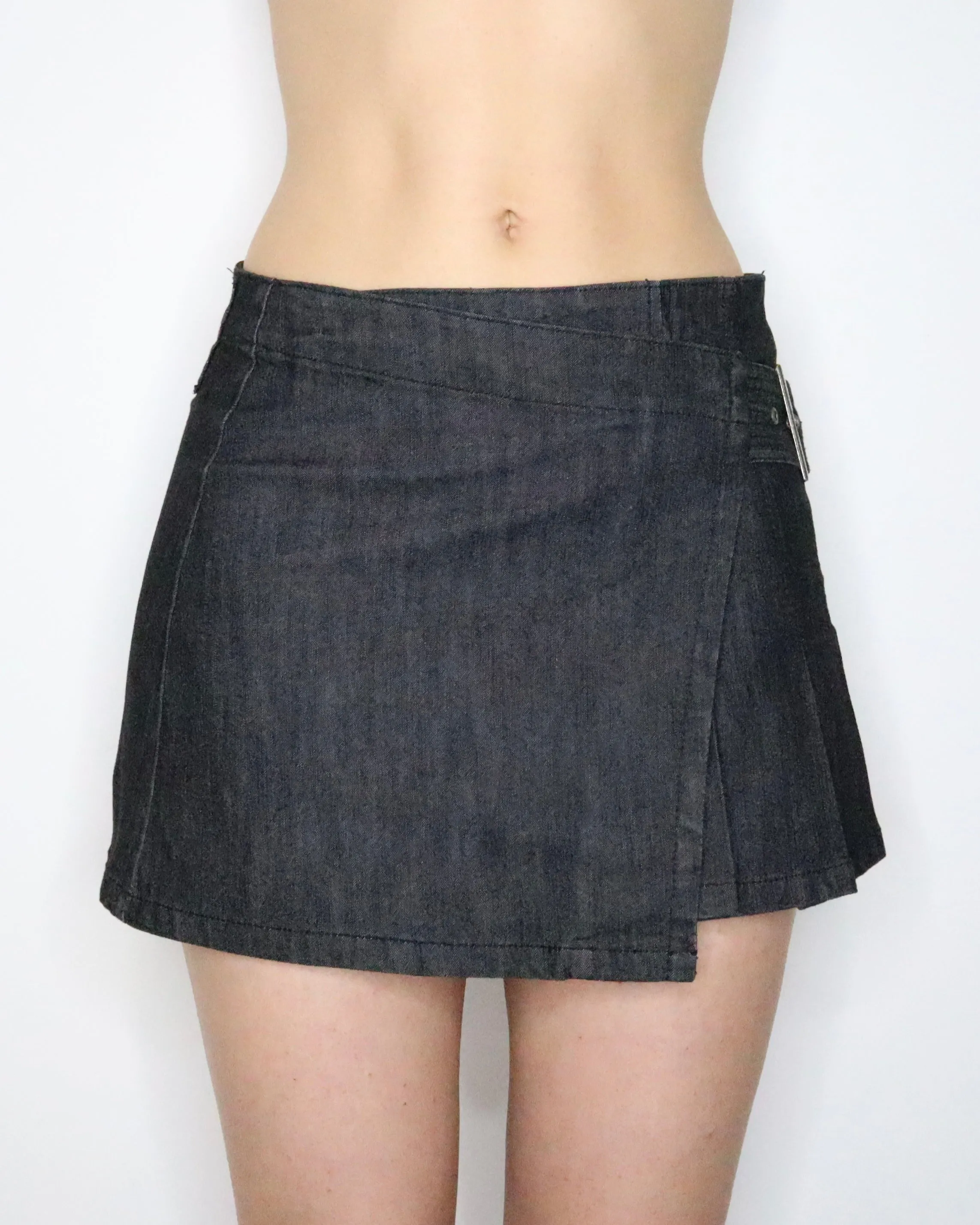 Asymmetrical Denim Mini Skirt (Small) 
