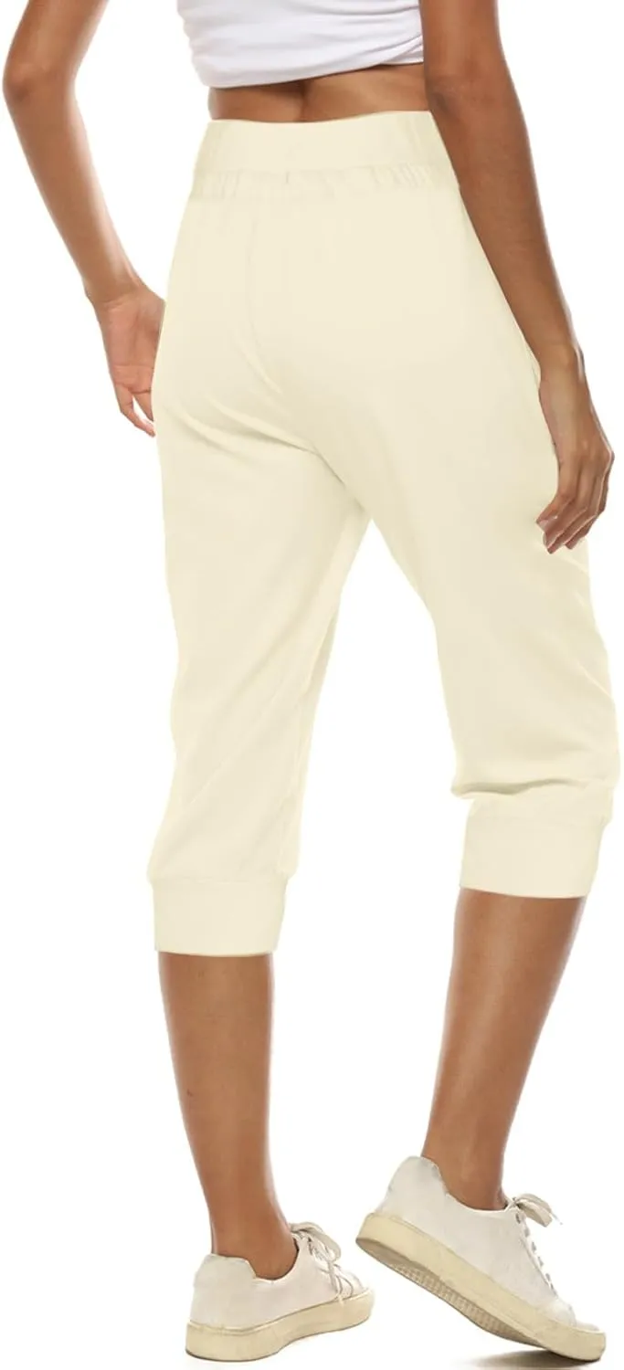 Athletic Works Capris for Women Plus Size Cropped Joggers Drawstring Yoga Pants Pockets Soft Sweatpants