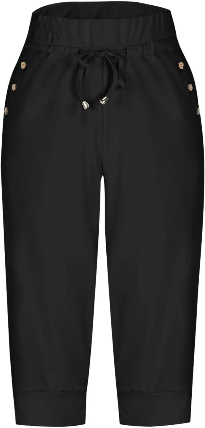 Athletic Works Capris for Women Plus Size Cropped Joggers Drawstring Yoga Pants Pockets Soft Sweatpants