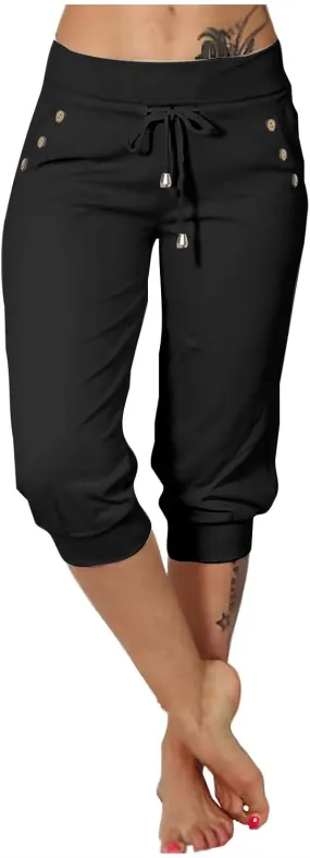 Athletic Works Capris for Women Plus Size Cropped Joggers Drawstring Yoga Pants Pockets Soft Sweatpants