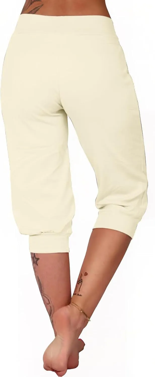 Athletic Works Capris for Women Plus Size Cropped Joggers Drawstring Yoga Pants Pockets Soft Sweatpants