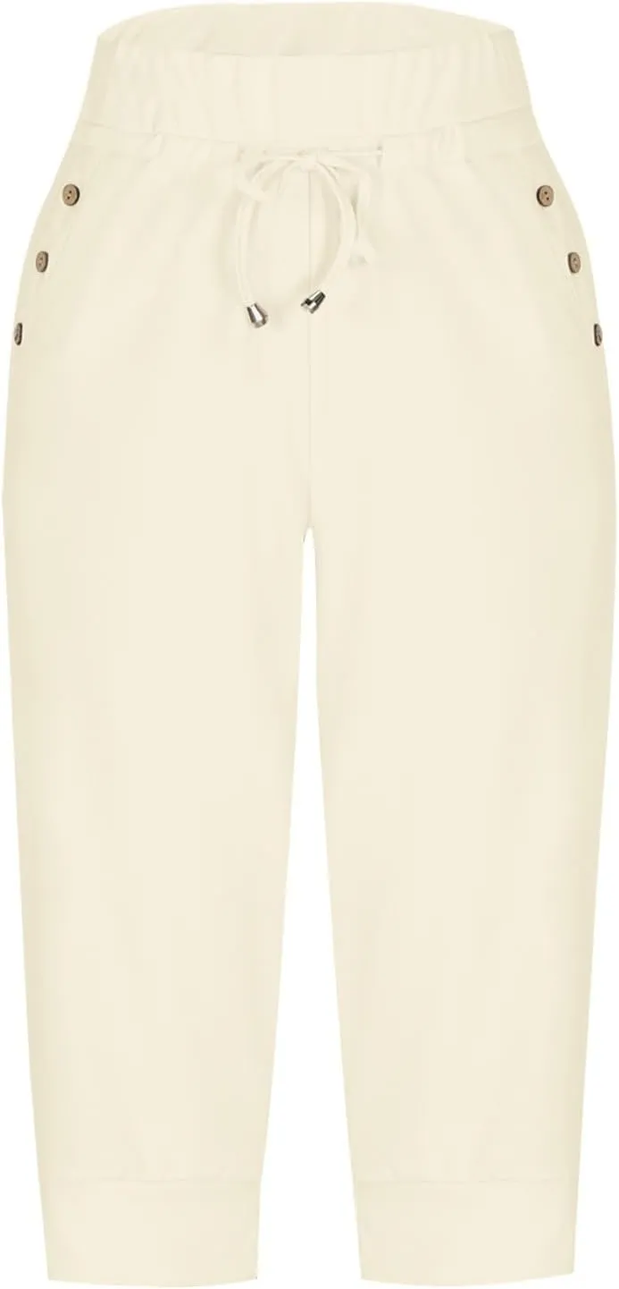Athletic Works Capris for Women Plus Size Cropped Joggers Drawstring Yoga Pants Pockets Soft Sweatpants