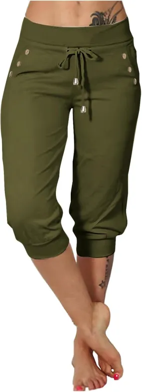 Athletic Works Capris for Women Plus Size Cropped Joggers Drawstring Yoga Pants Pockets Soft Sweatpants