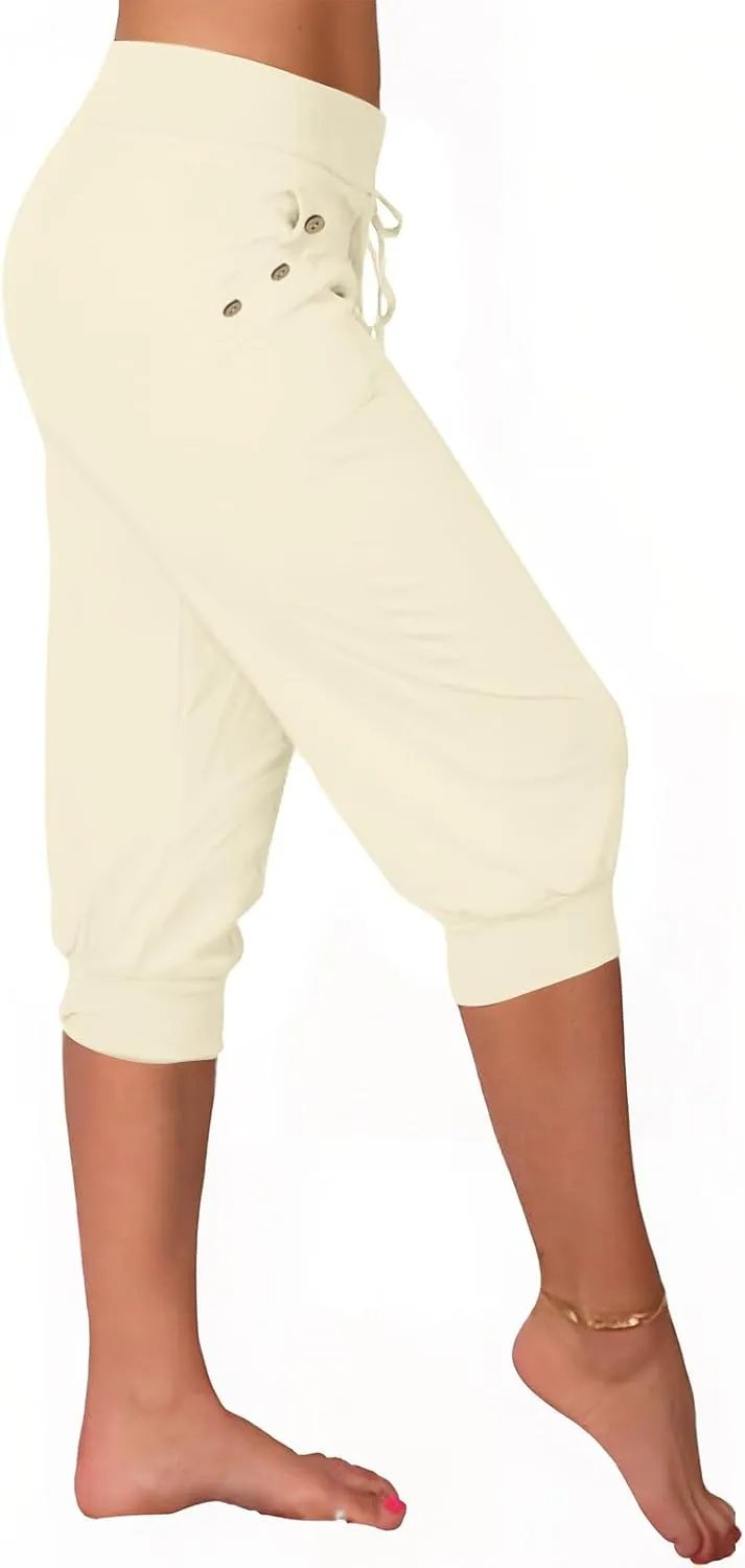 Athletic Works Capris for Women Plus Size Cropped Joggers Drawstring Yoga Pants Pockets Soft Sweatpants
