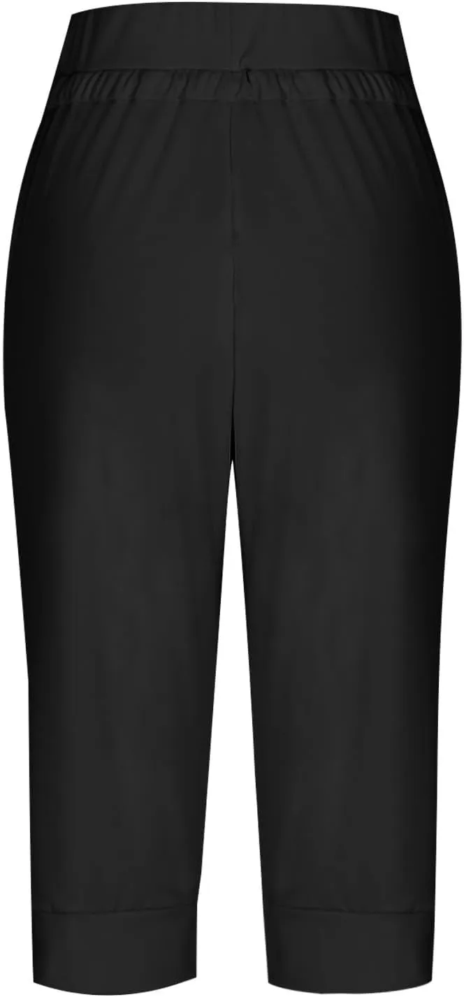 Athletic Works Capris for Women Plus Size Cropped Joggers Drawstring Yoga Pants Pockets Soft Sweatpants