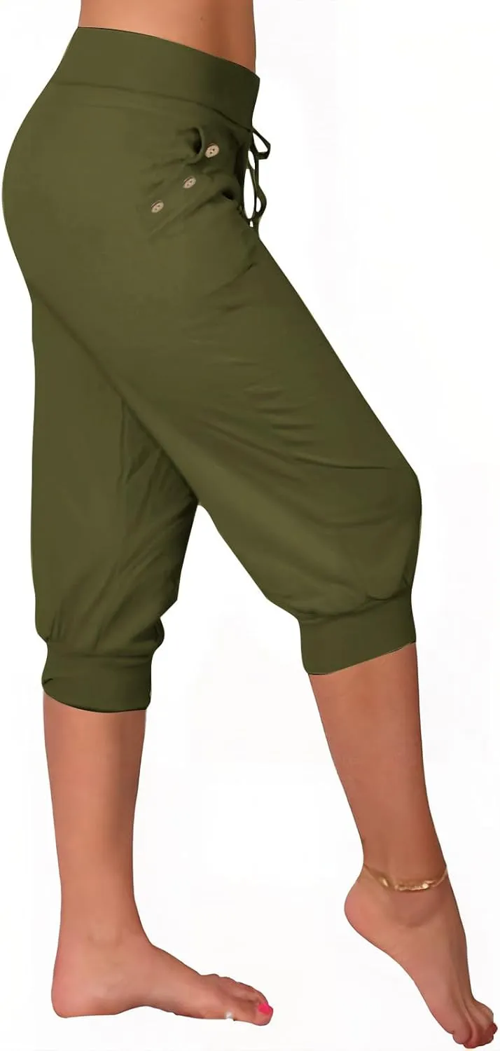 Athletic Works Capris for Women Plus Size Cropped Joggers Drawstring Yoga Pants Pockets Soft Sweatpants