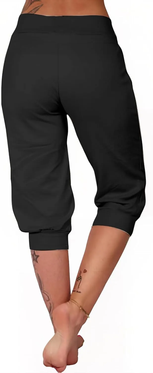 Athletic Works Capris for Women Plus Size Cropped Joggers Drawstring Yoga Pants Pockets Soft Sweatpants