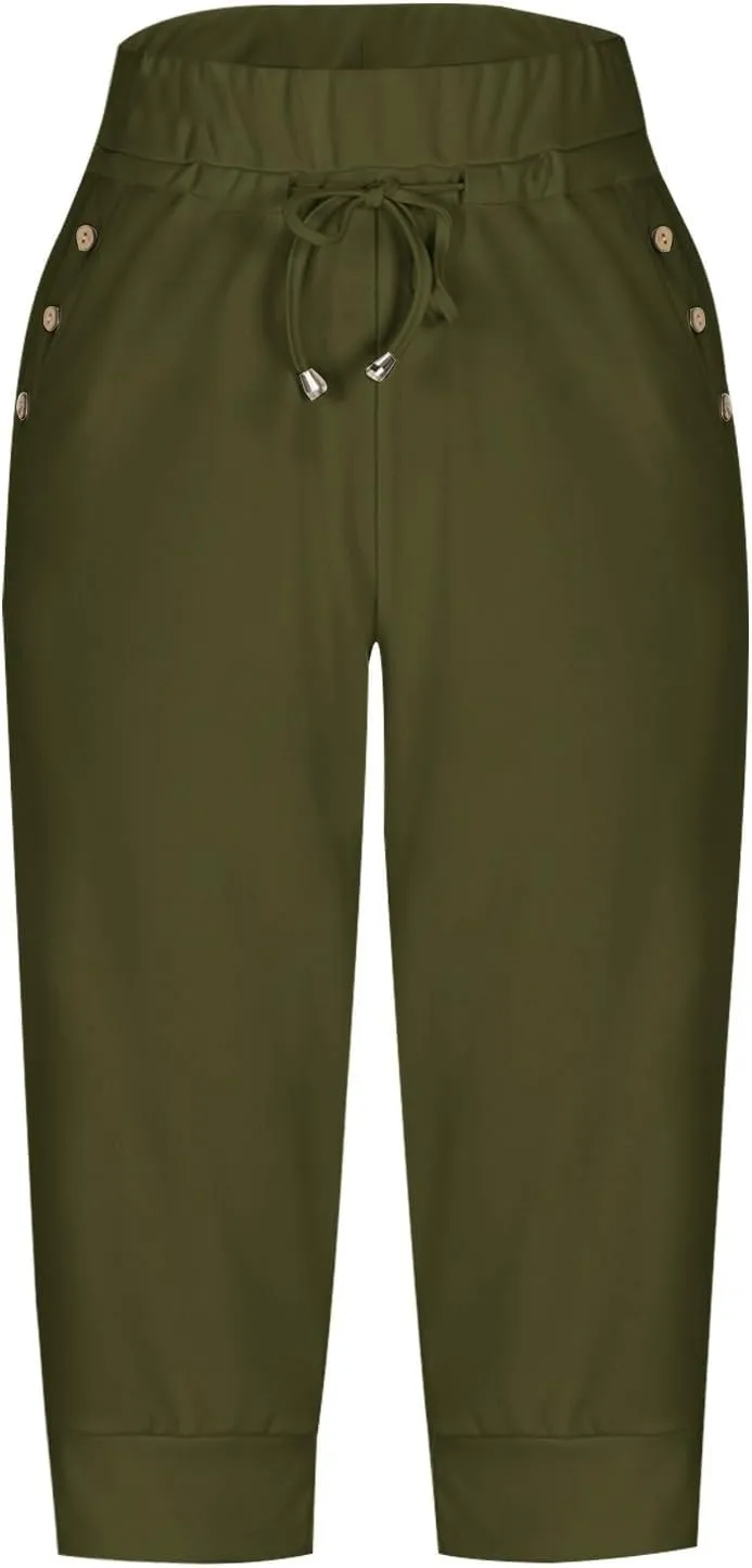 Athletic Works Capris for Women Plus Size Cropped Joggers Drawstring Yoga Pants Pockets Soft Sweatpants