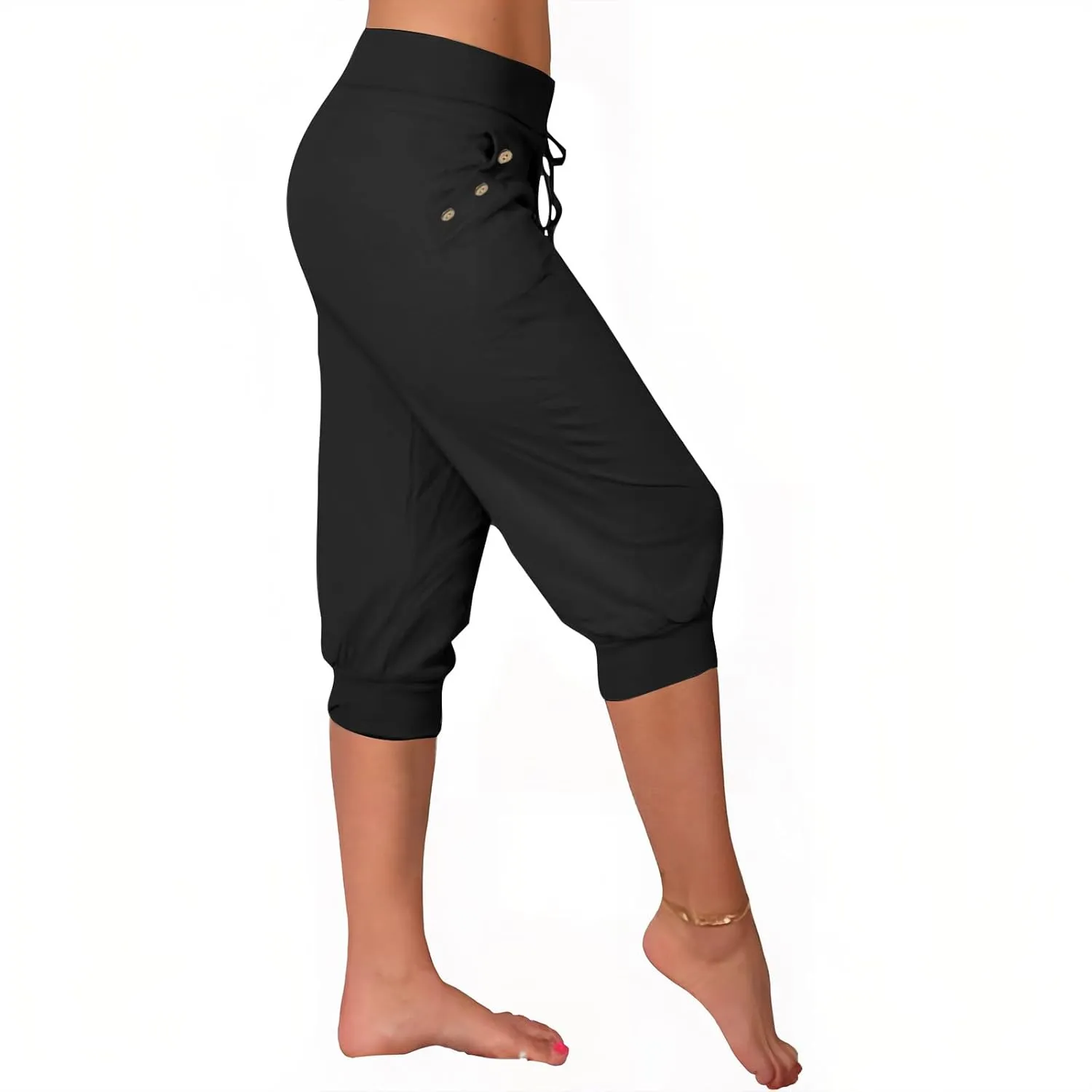 Athletic Works Capris for Women Plus Size Cropped Joggers Drawstring Yoga Pants Pockets Soft Sweatpants