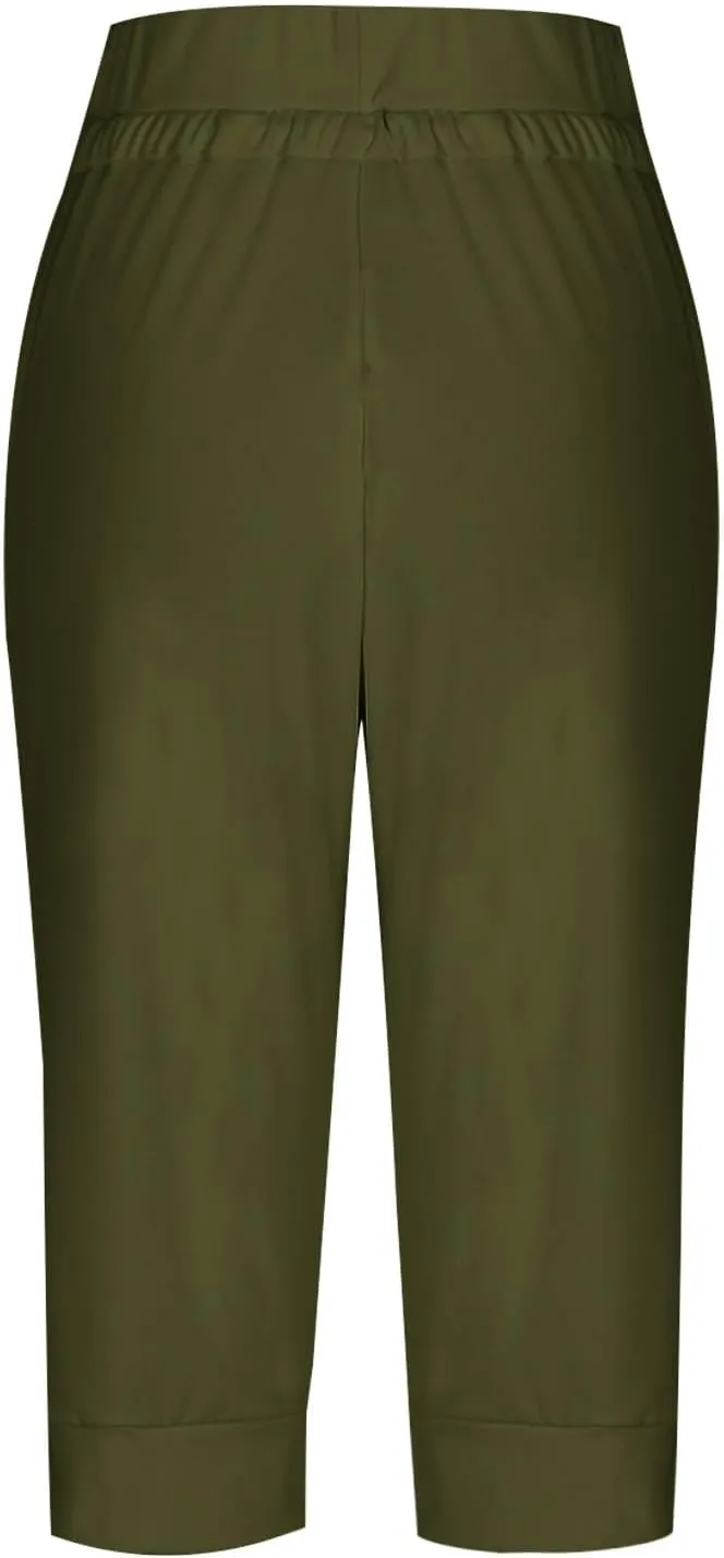 Athletic Works Capris for Women Plus Size Cropped Joggers Drawstring Yoga Pants Pockets Soft Sweatpants