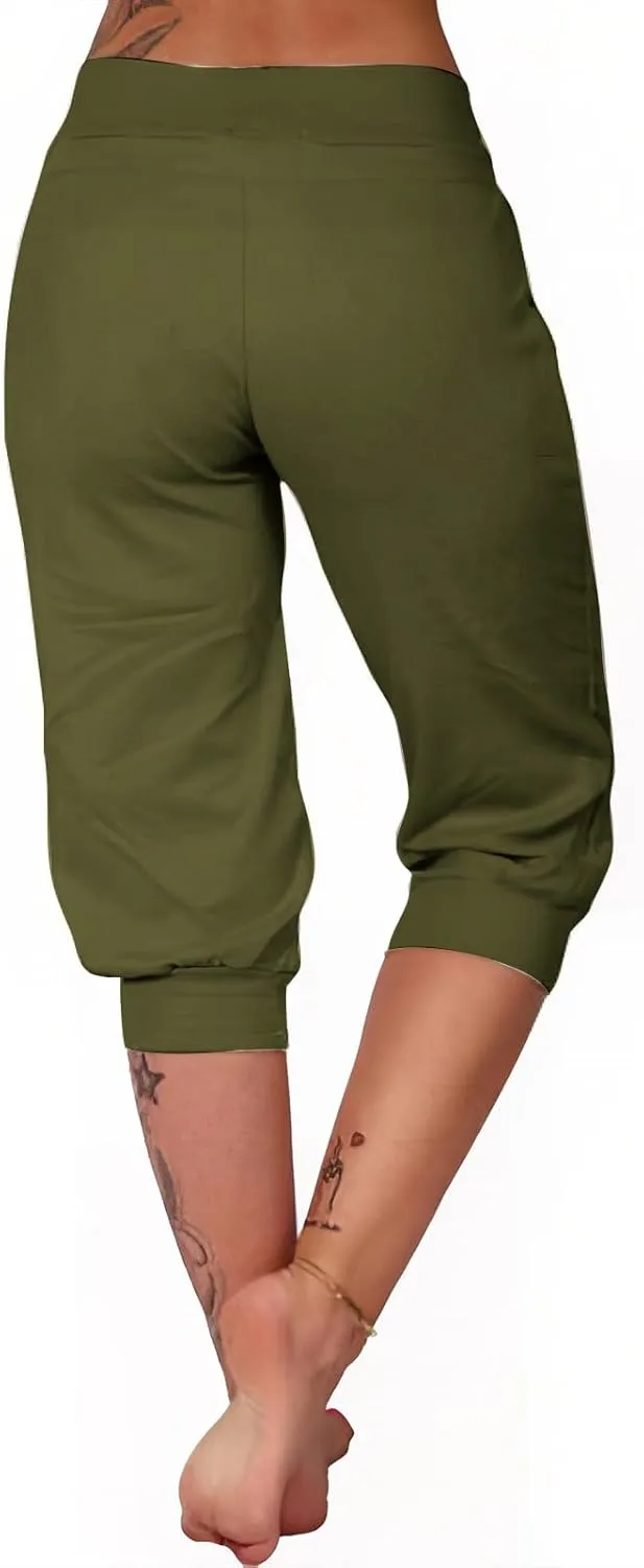Athletic Works Capris for Women Plus Size Cropped Joggers Drawstring Yoga Pants Pockets Soft Sweatpants