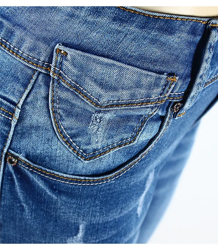 Basic Chic Style Fading Stretch Skinny Ture Denim Jeans