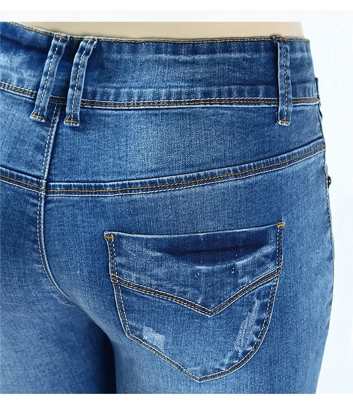 Basic Chic Style Fading Stretch Skinny Ture Denim Jeans