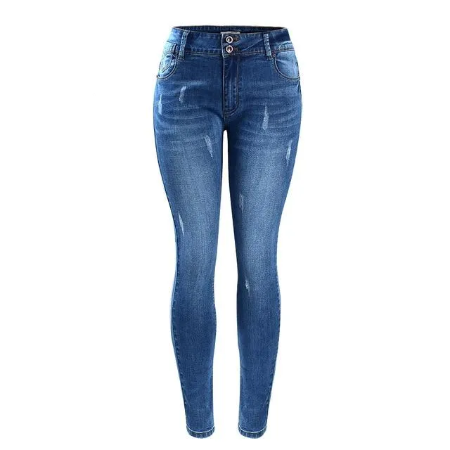 Basic Chic Style Fading Stretch Skinny Ture Denim Jeans
