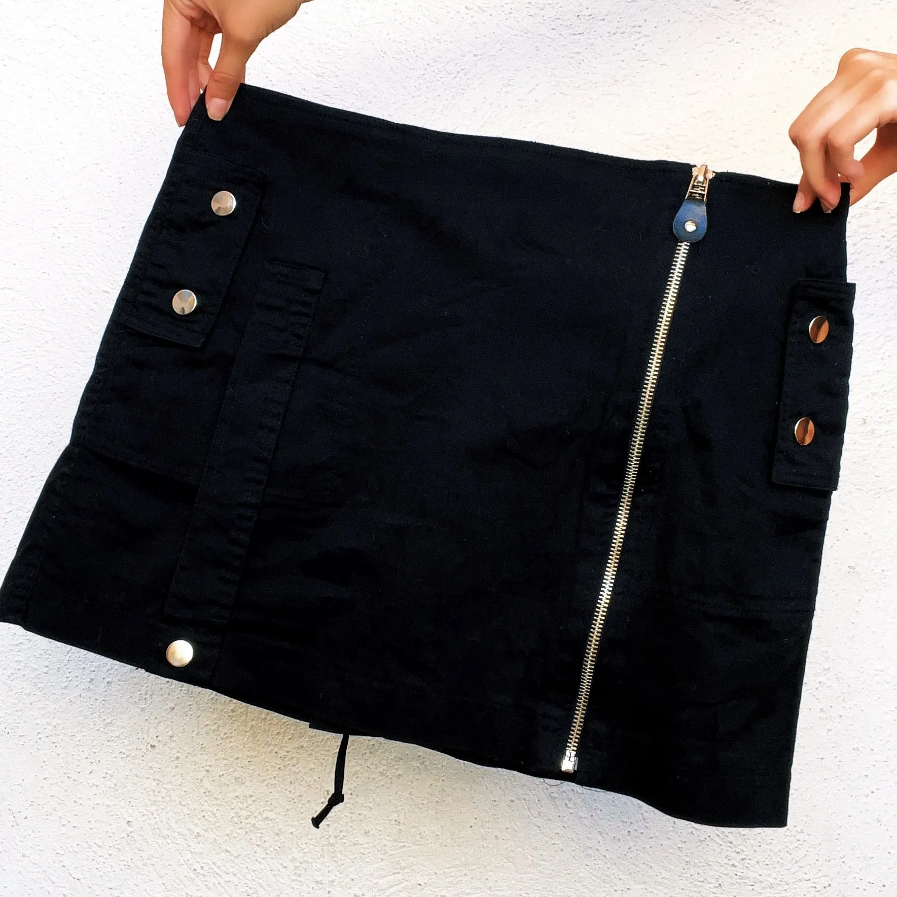 Black Zip Up Mini Skirt