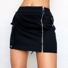 Black Zip Up Mini Skirt