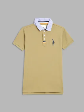 Blue Giraffe Boys Olive Solid Polo TShirt