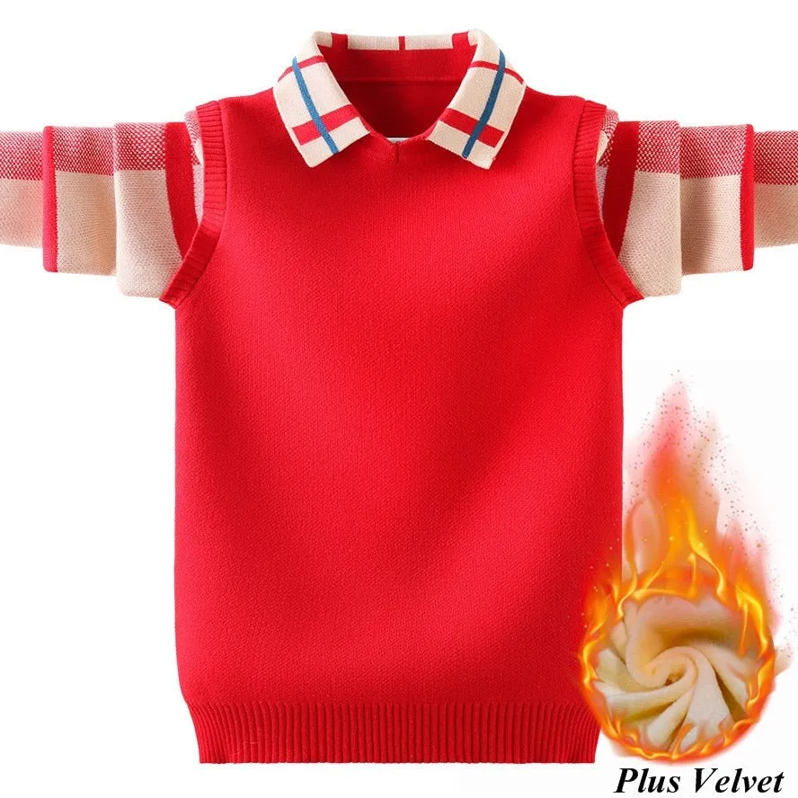 Boy's Knitted Collared  Polo
