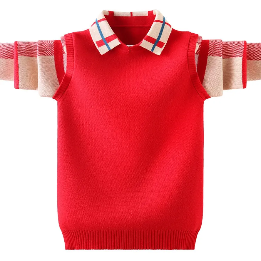 Boy's Knitted Collared  Polo
