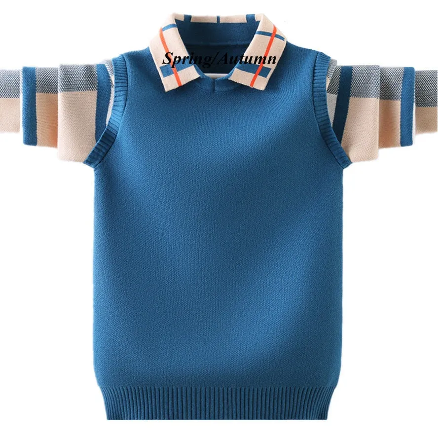 Boy's Knitted Collared  Polo