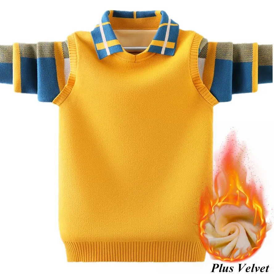 Boy's Knitted Collared  Polo