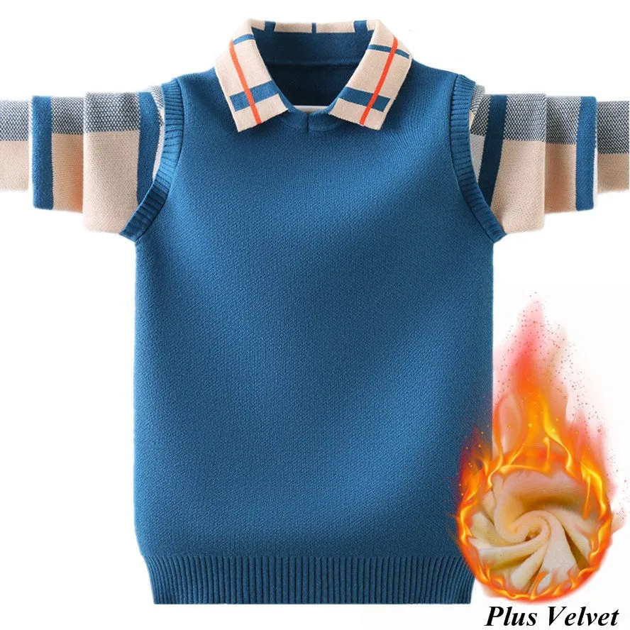 Boy's Knitted Collared  Polo