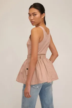 Brielle Canvas And Tulle Seamed Trench Vest