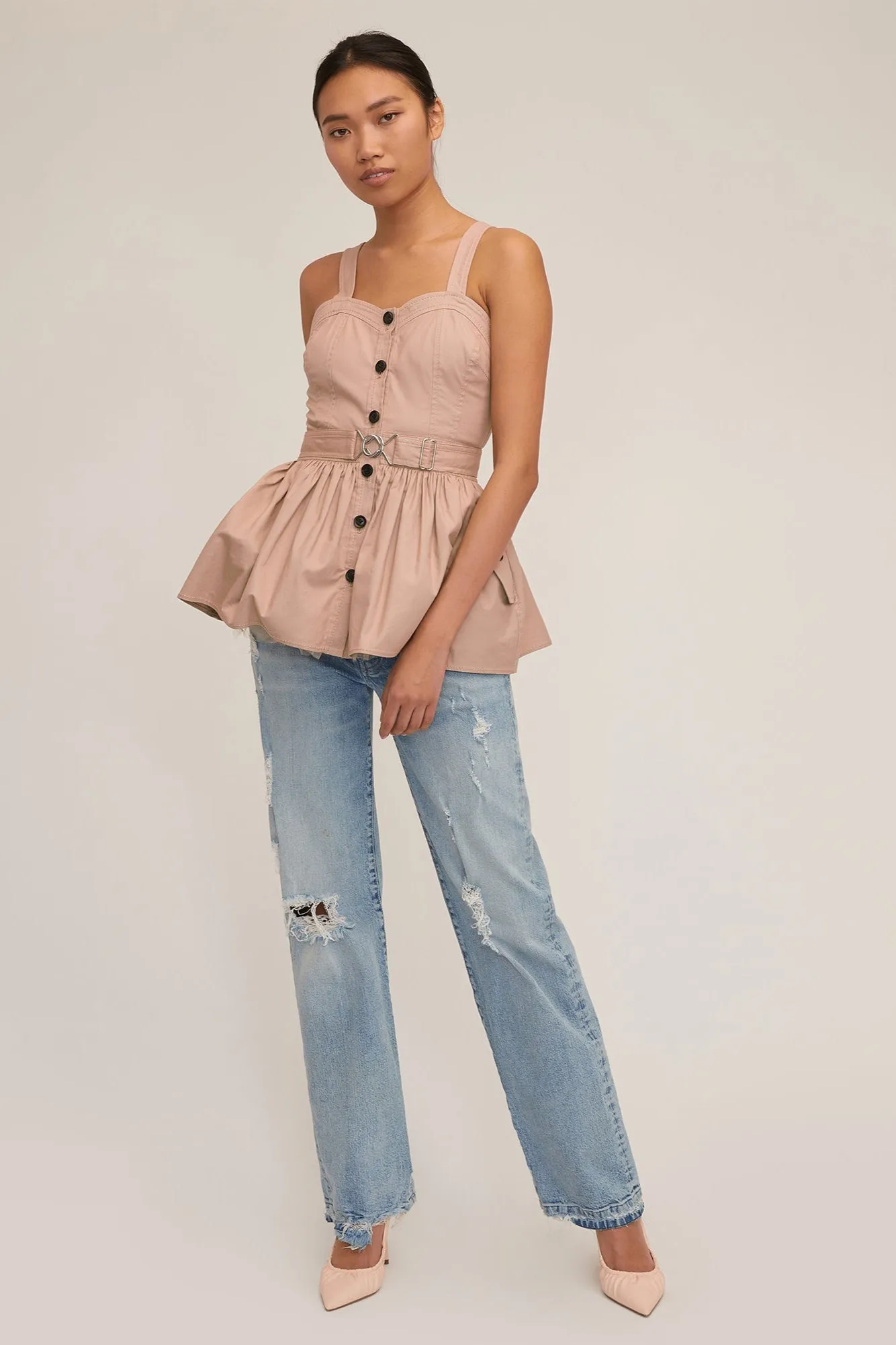 Brielle Canvas And Tulle Seamed Trench Vest