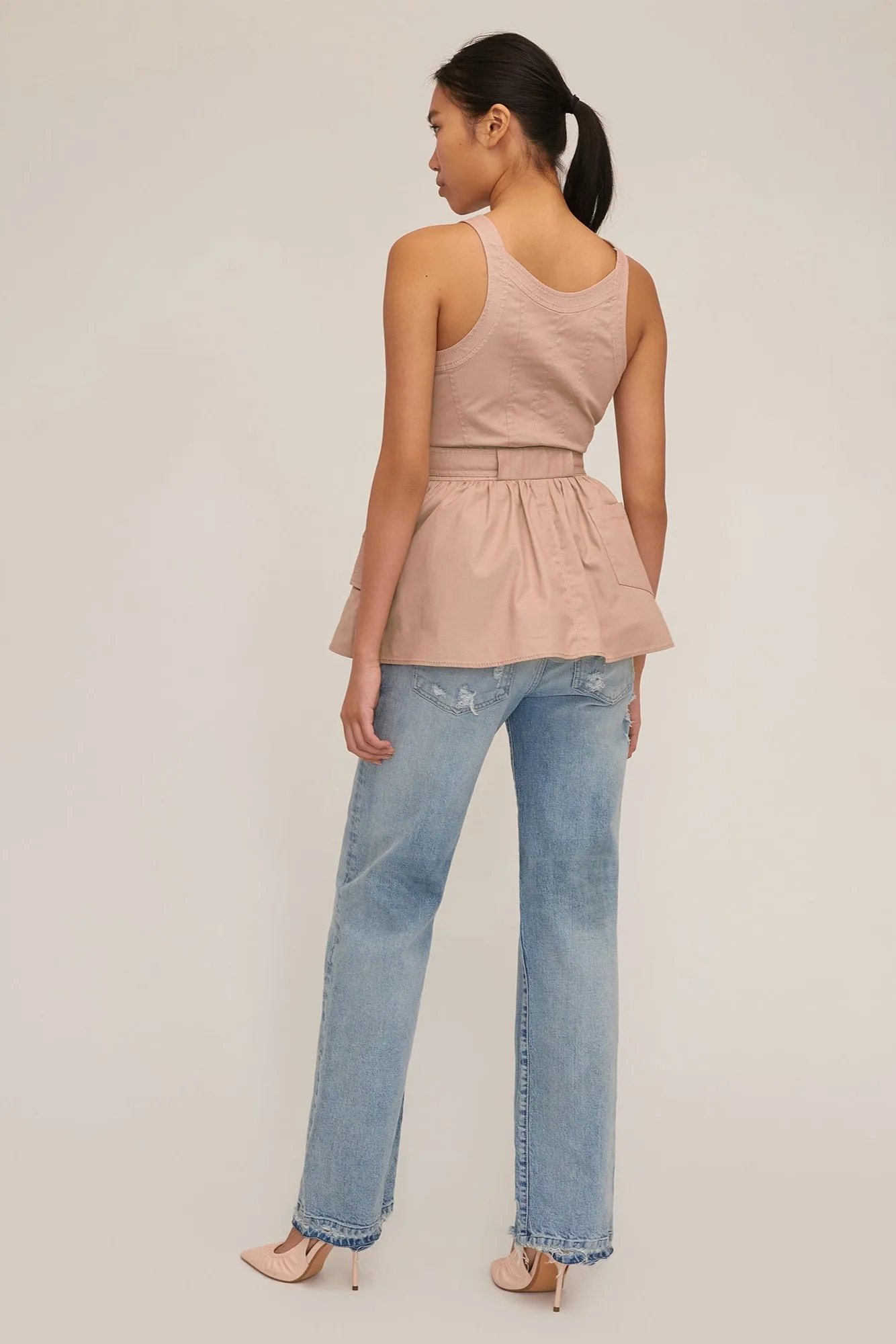 Brielle Canvas And Tulle Seamed Trench Vest