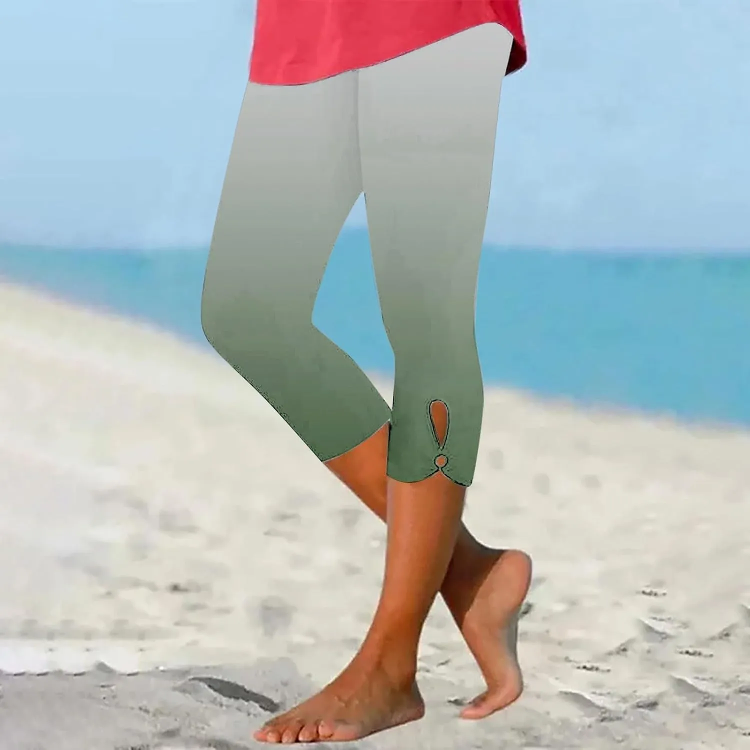Capri Leggings for Women Summer Dressy Cropped High Waist Yoga Pants Comfy Stretchy Leggings Workout Compression Pants