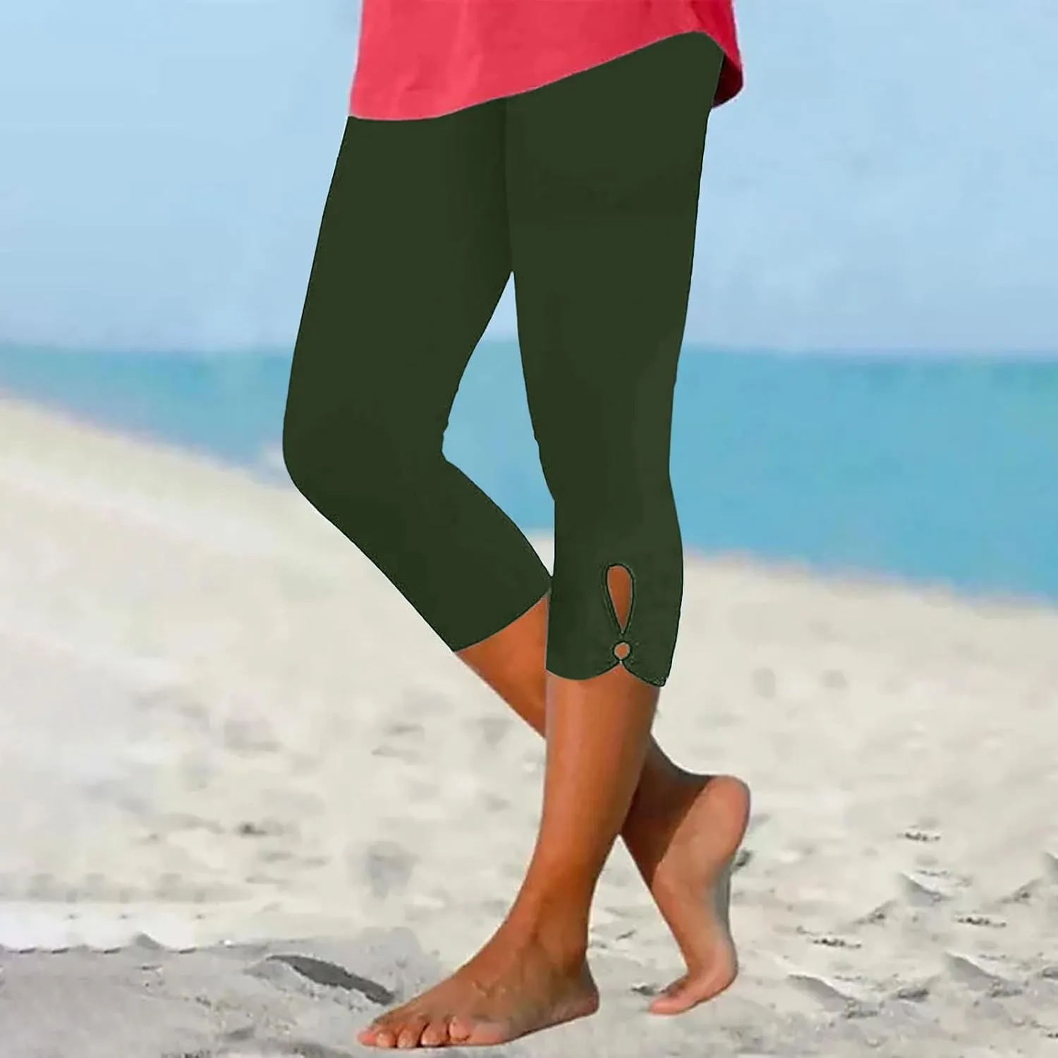 Capris Leggings for Women Summer Dressy Cropped High Waist Yoga Pants Stretchy Leggings Workout Compression Pant