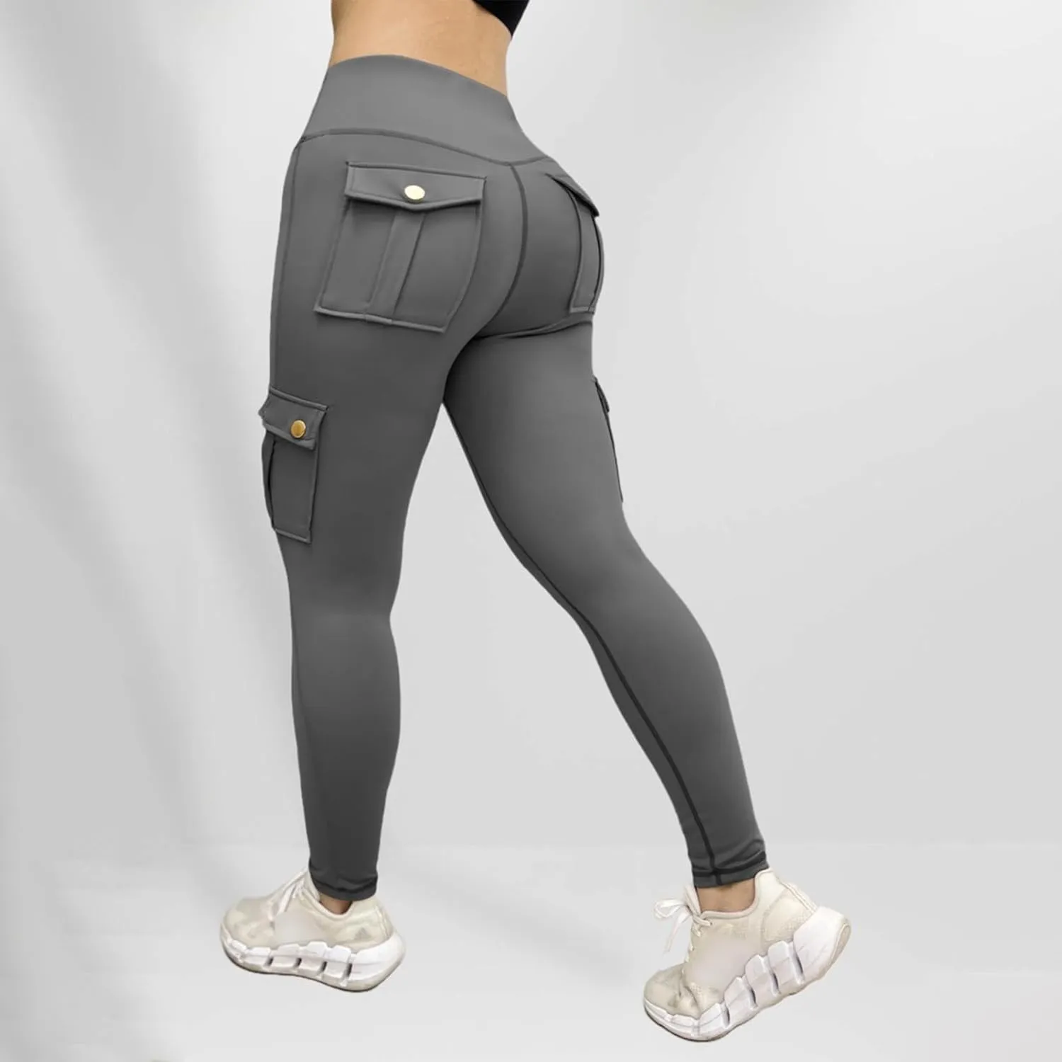 Cargo Leggings with Pockets for Women 2024 Tummy Control Stretchy Workout Leggings Athletic Running Yoga Pants