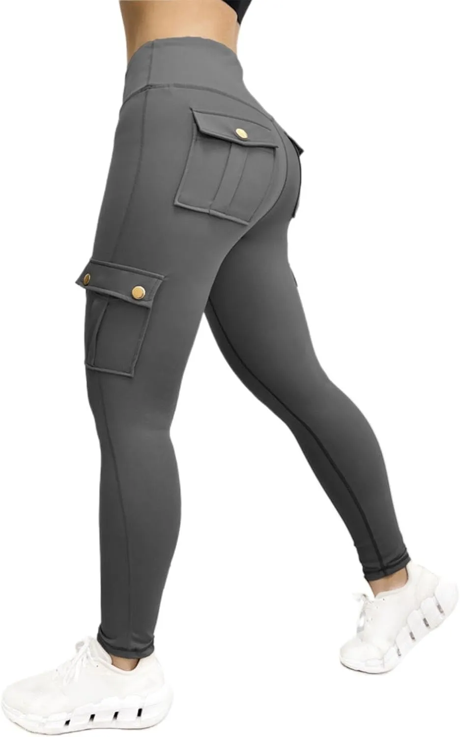 Cargo Leggings with Pockets for Women 2024 Tummy Control Stretchy Workout Leggings Athletic Running Yoga Pants