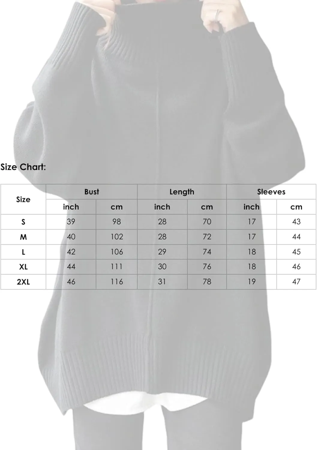Chic Oversized Pullover Womens Sweater High Neck Long Sleeve Womens Clothing and Turtle Necks Womens Tops