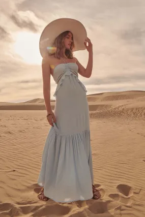 Cloud Nine Ruffled Cutout Halter Maxi Dress