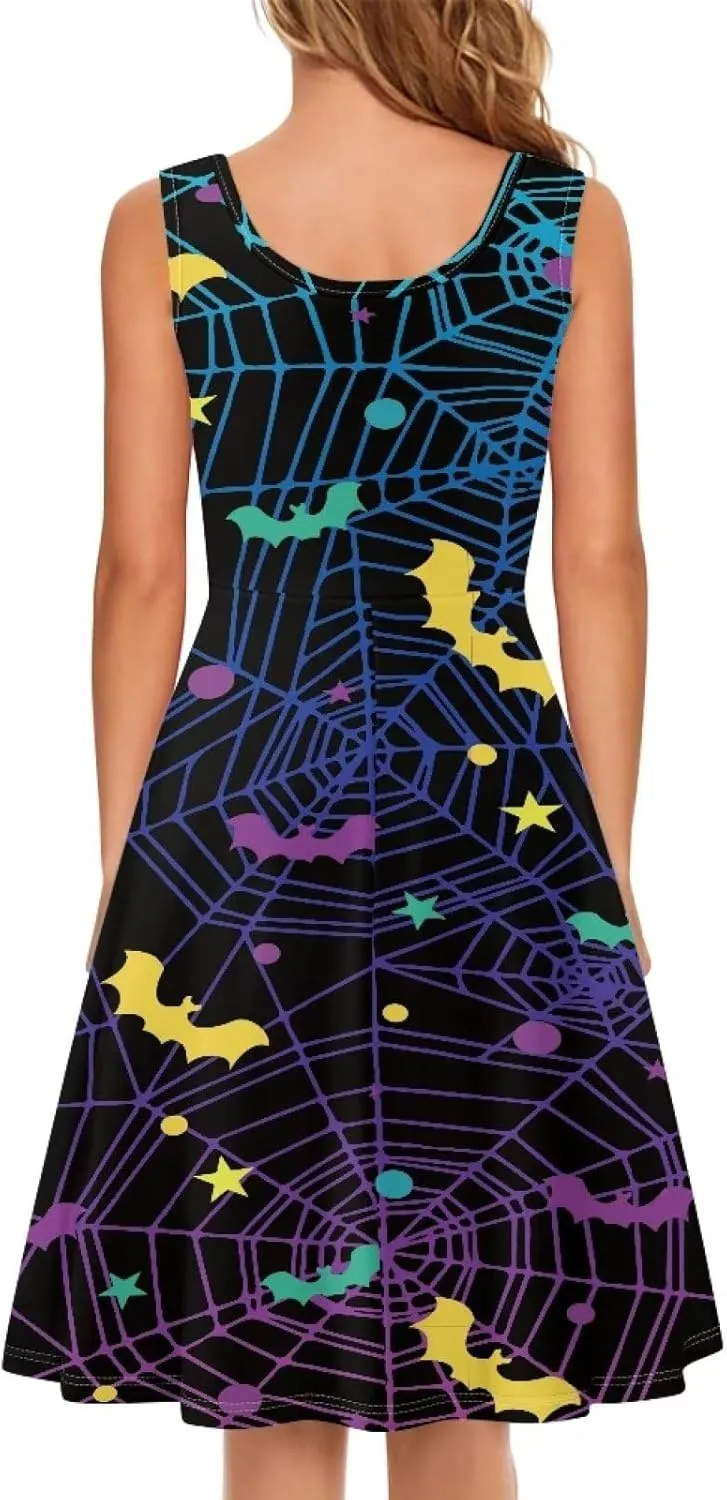 Dolyues Women Dresses Sleeveless Shirt Dress Casual Sundress A-line Swing Tunic Dresses with Pockets