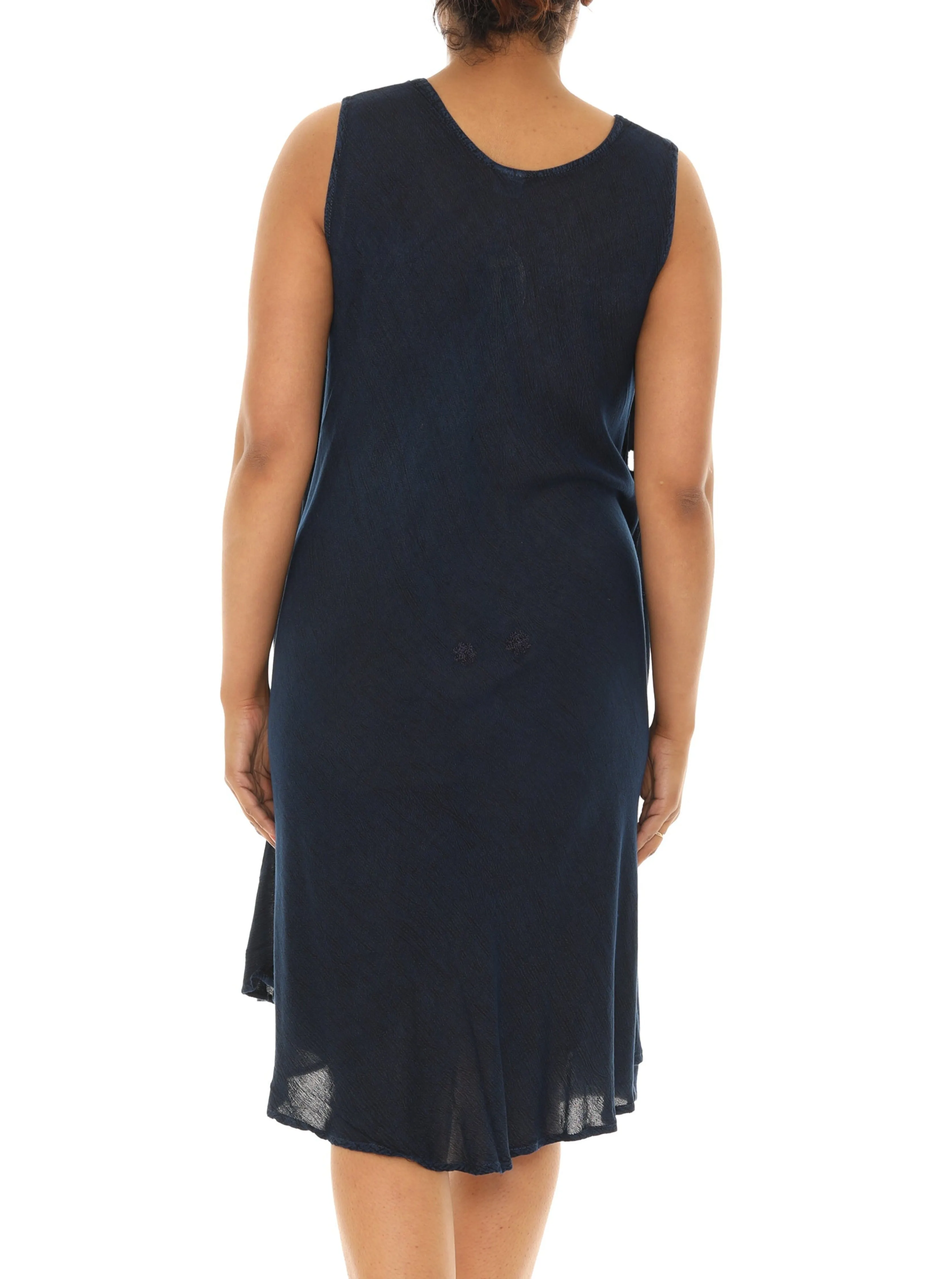 Embroidery Sleeveless Midi Rayon Sundress