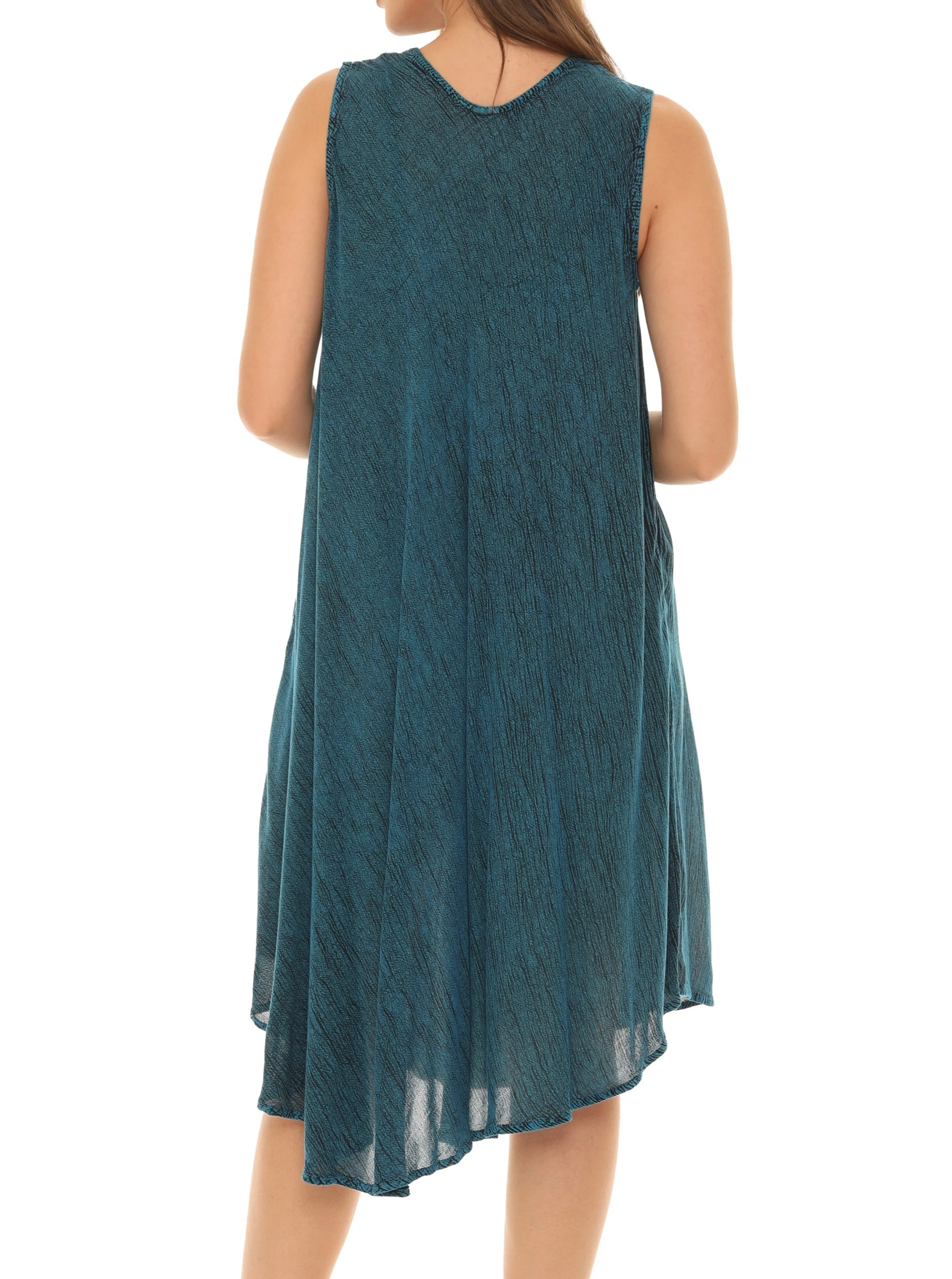 Embroidery Sleeveless Midi Rayon Sundress