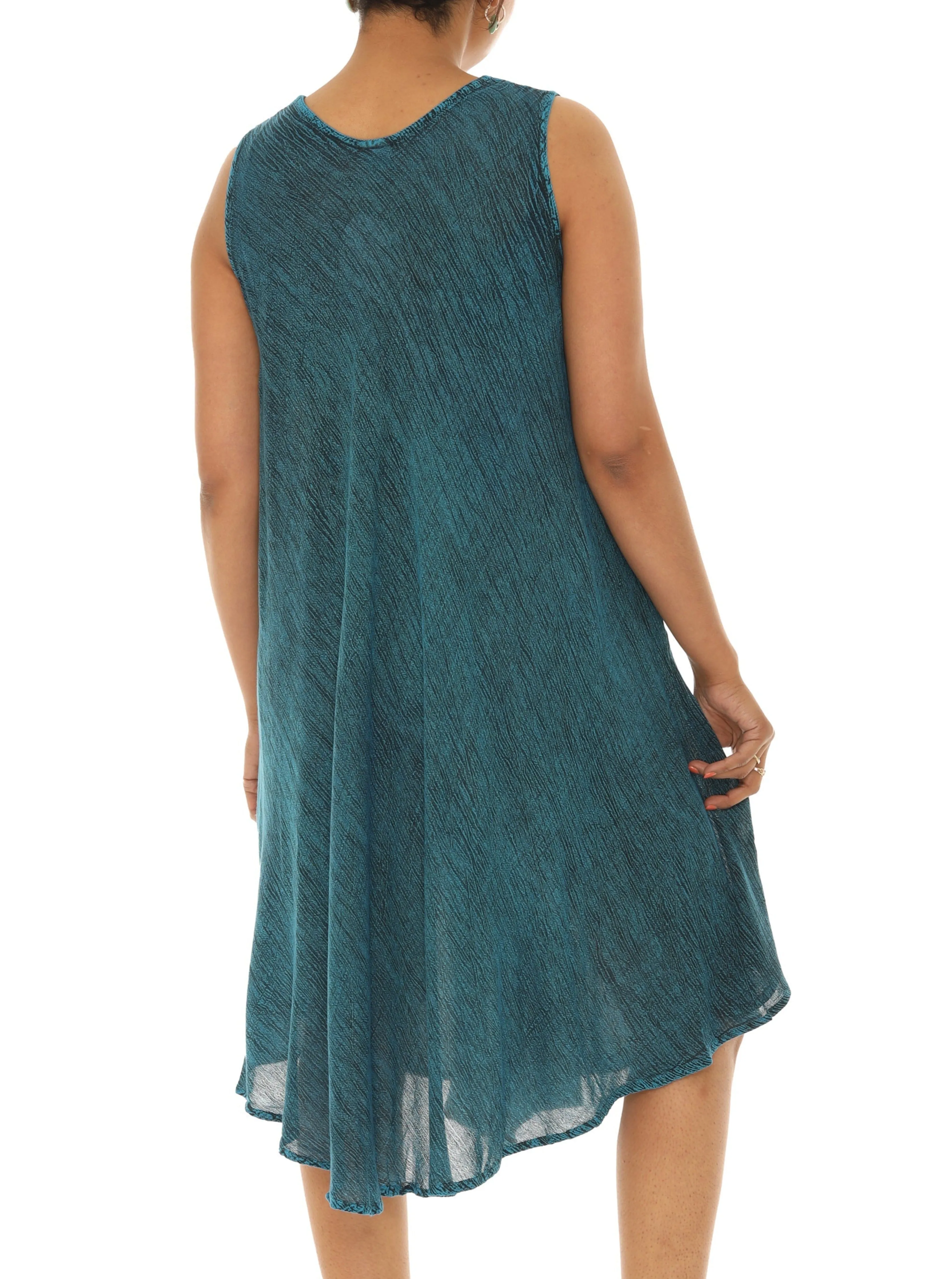 Embroidery Sleeveless Midi Rayon Sundress