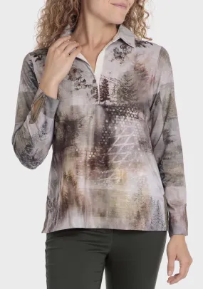 Floral Print Polo - Beige
